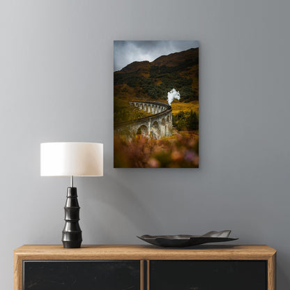 Glenfinnan Viaduct With The Jacobite Steam Train Crossing It 60x90cm Metal Print Ready to Hang