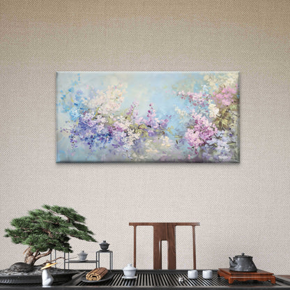 Purple Wisteria Floral Painting Wall Art Canvas Office Home Room Framed 120x60cm