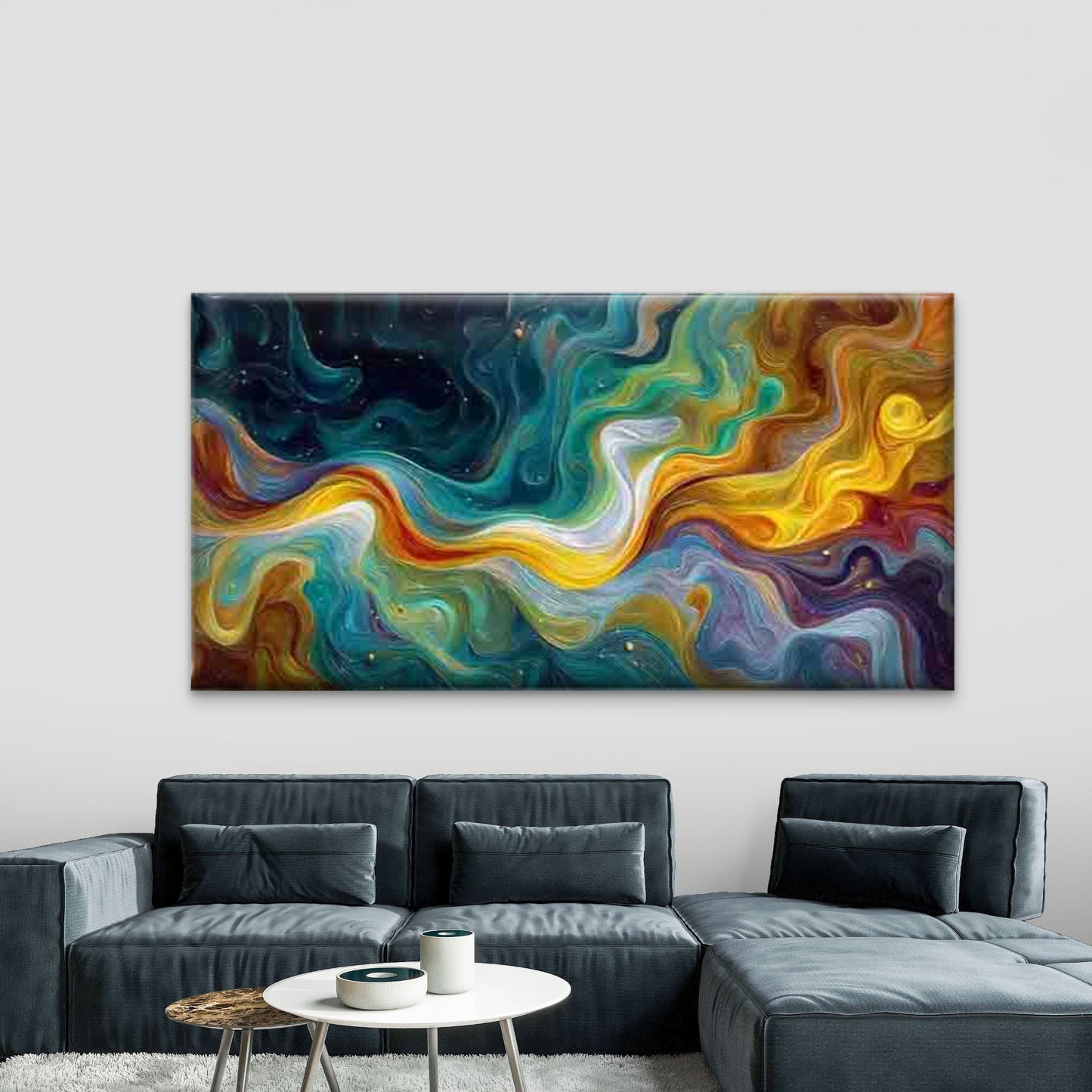 Colorful Abstract Swirling Wall Art Canvas Office Home Room Framed 120x60cm