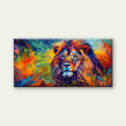 Vibrant King Of Jungle Wall Art Canvas Office Home Room Framed 120x60cm
