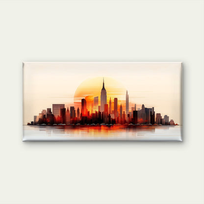 New York City Skyline Sunset Wall Art Canvas Office Home Room Framed 120x60cm