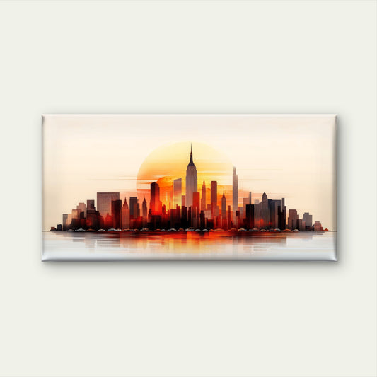 New York City Skyline Sunset Wall Art Canvas Office Home Room Framed 120x60cm