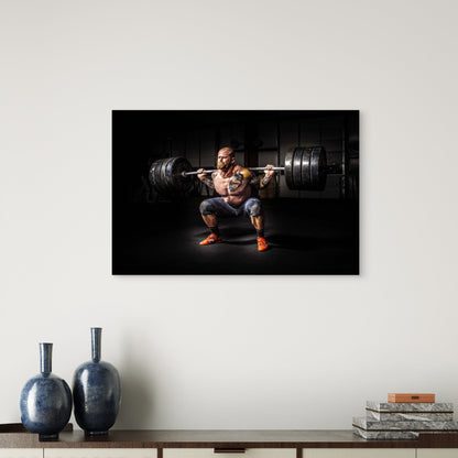 Hardcore Powerlifter Heavy Barbell Back Squat Gym Workout 5mm thick Plastic Poster Ready to Hang 90x60cm