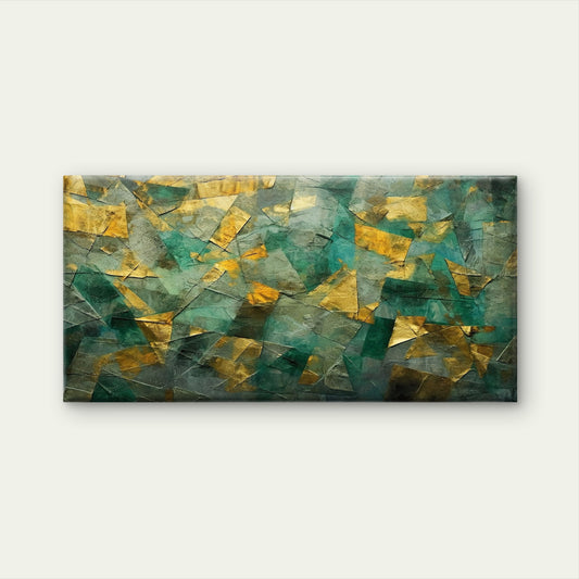 Emerald Green Gold Patton Wall Art Canvas Office Home Room Framed 120x60cm