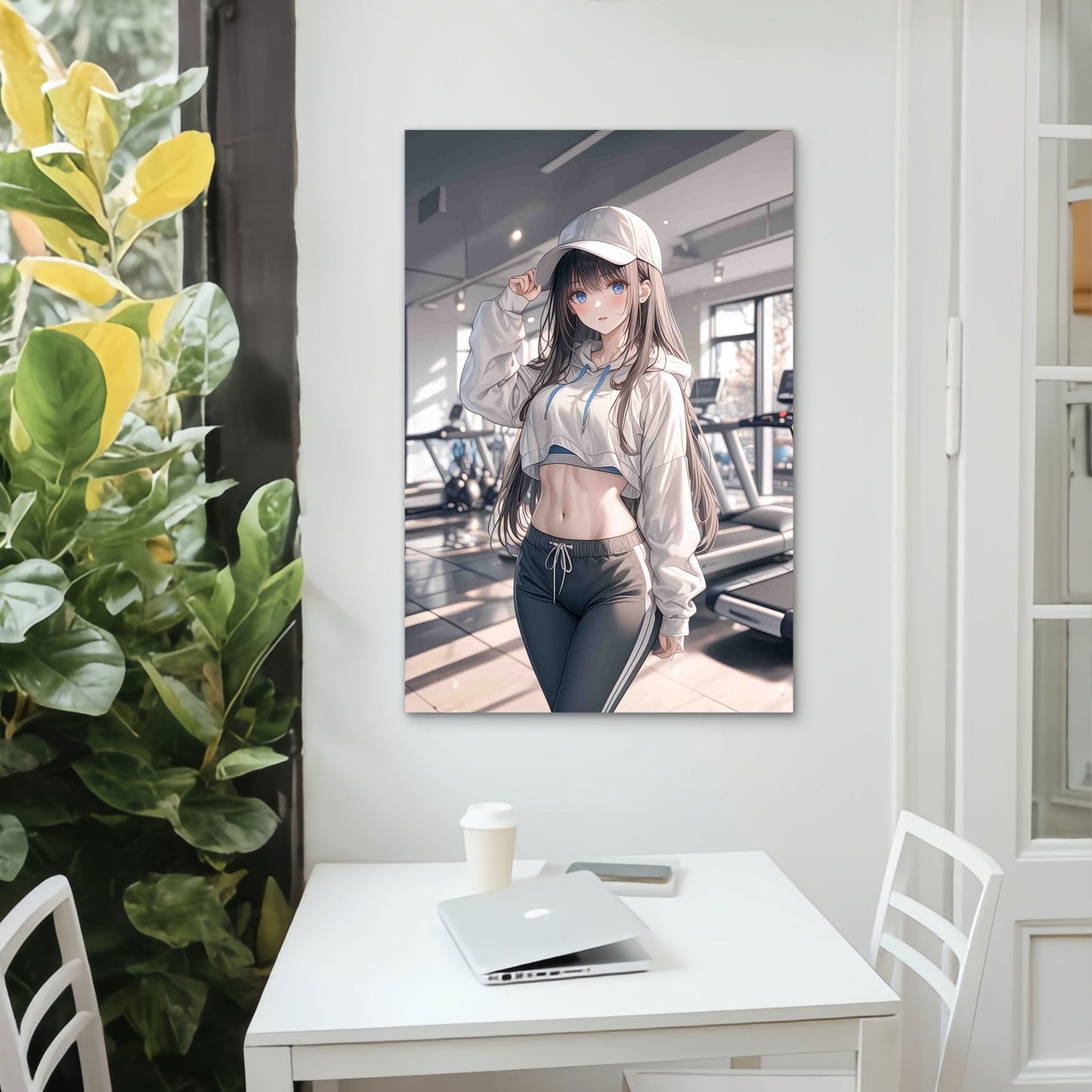 Anime Girl in Sportswear 60x90cm Metal Print Ready to Hang - Bella Home Decor