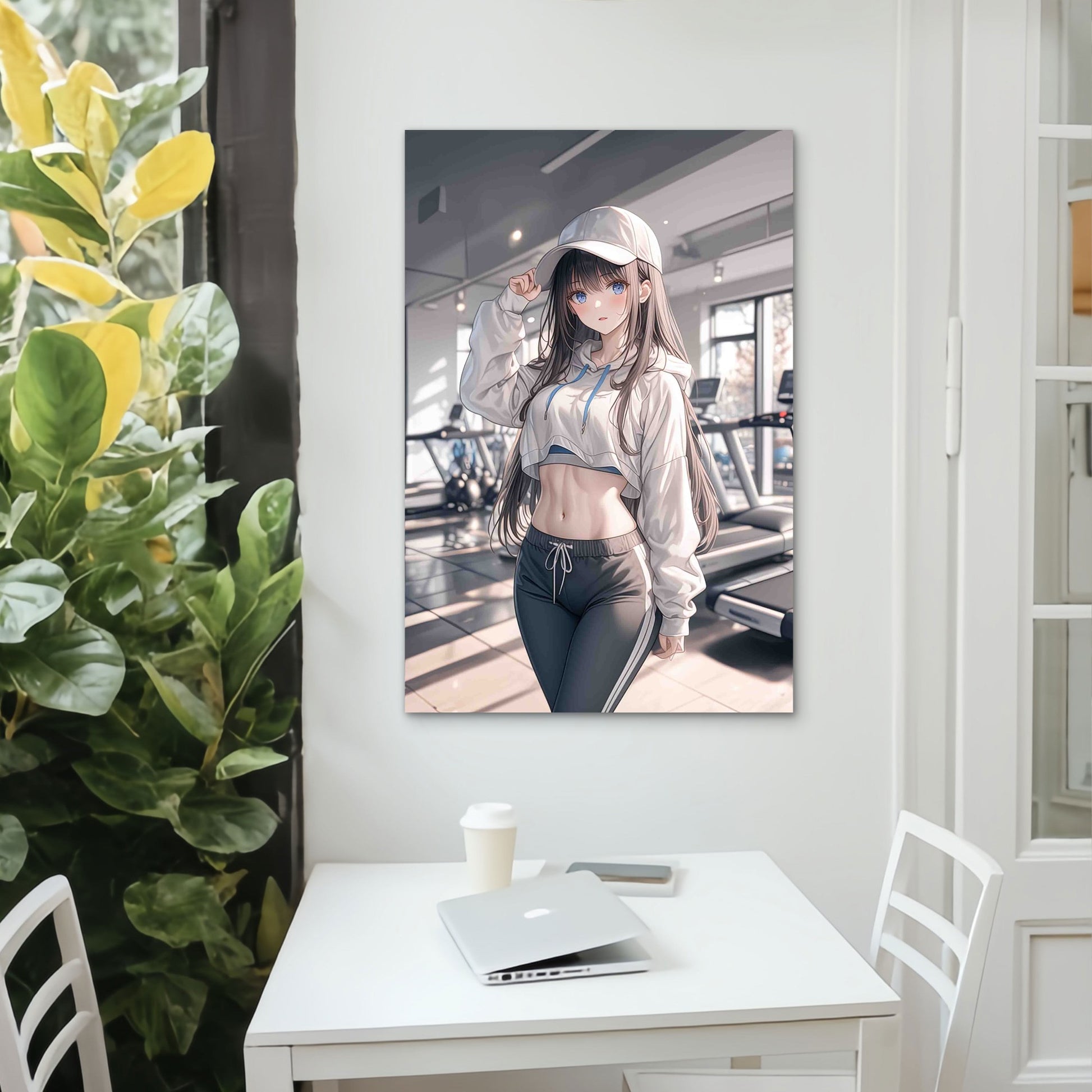 Anime Girl in Sportswear 60x90cm Metal Print Ready to Hang - Bella Home Decor