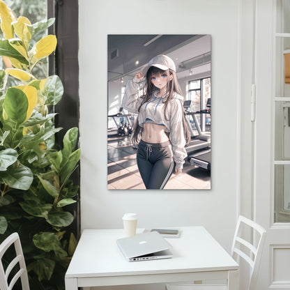 Anime Girl in Sportswear 60x90cm Metal Print Ready to Hang - Bella Home Decor