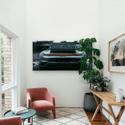 Porsche 911 Turbo S Supercar Rear Wall Art Canvas Office Home Framed 120x60cm