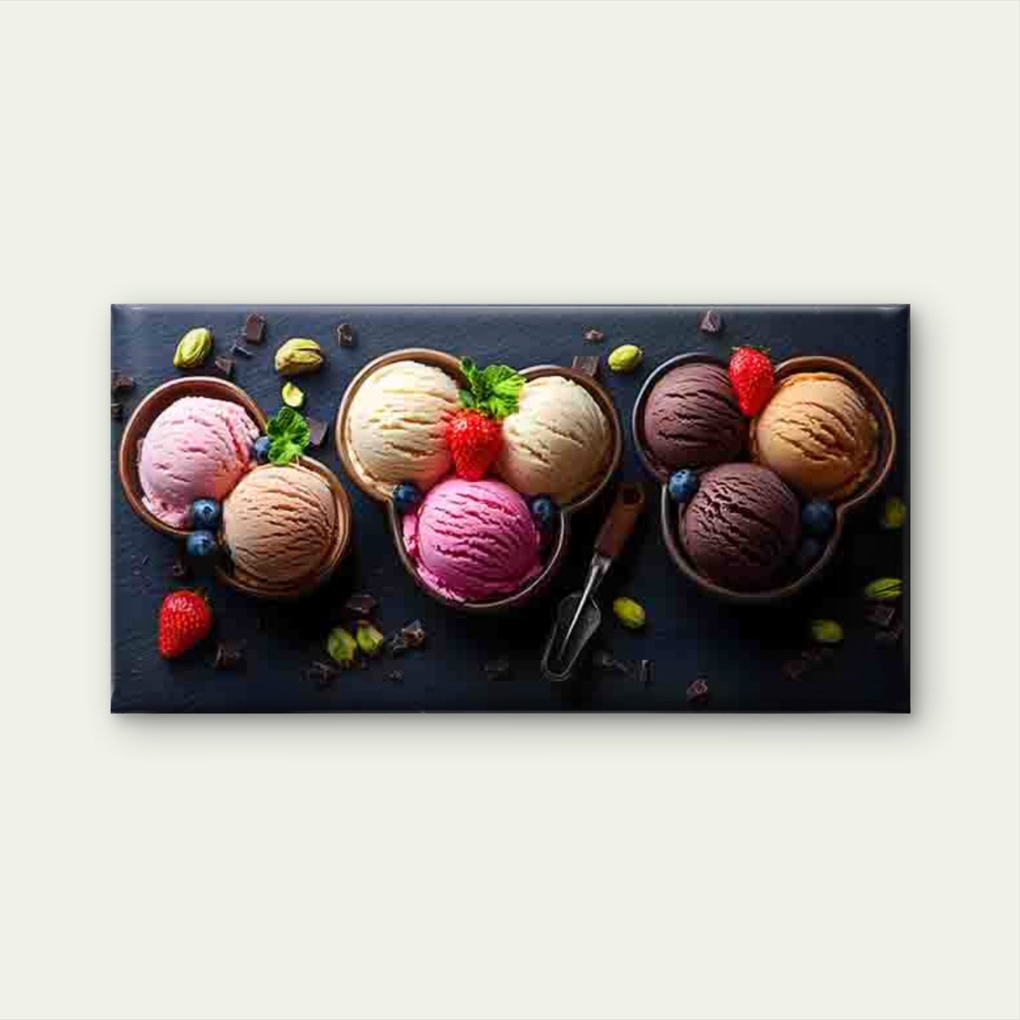 Ice Cream in Mickey Mouse Bowl Wall Art Canvas Office Home Room Framed 120x60cm - Bella Home Decor