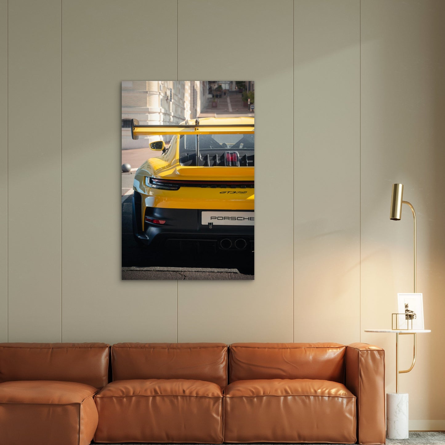 High Performance Yellow Porsche 911 GT3 RS 60x90cm Metal Print Ready to Hang