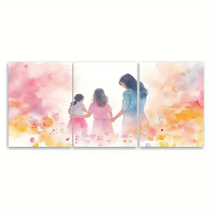 3pcs Watercolor Printed Family  Metal Print Ready to Hang Art