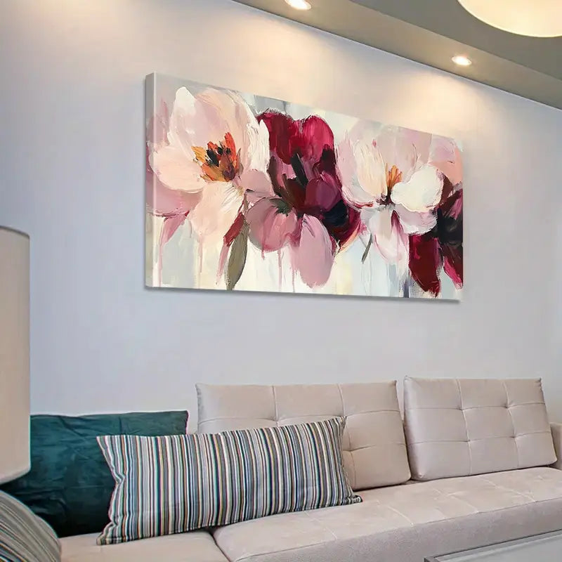 Bouquet Of Pink Flowers wall canvas office home room framed 120x60cm - Bella Home Decor