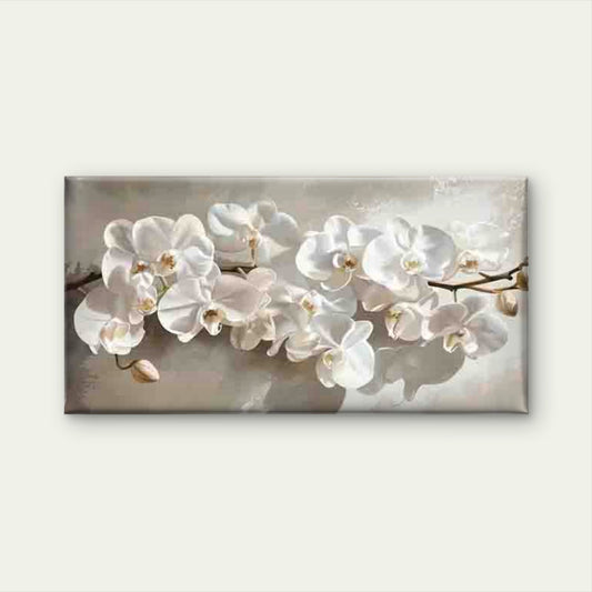 Elegant Minimalist White Flower Wall Art Canvas Office Home Room Framed 120x60cm