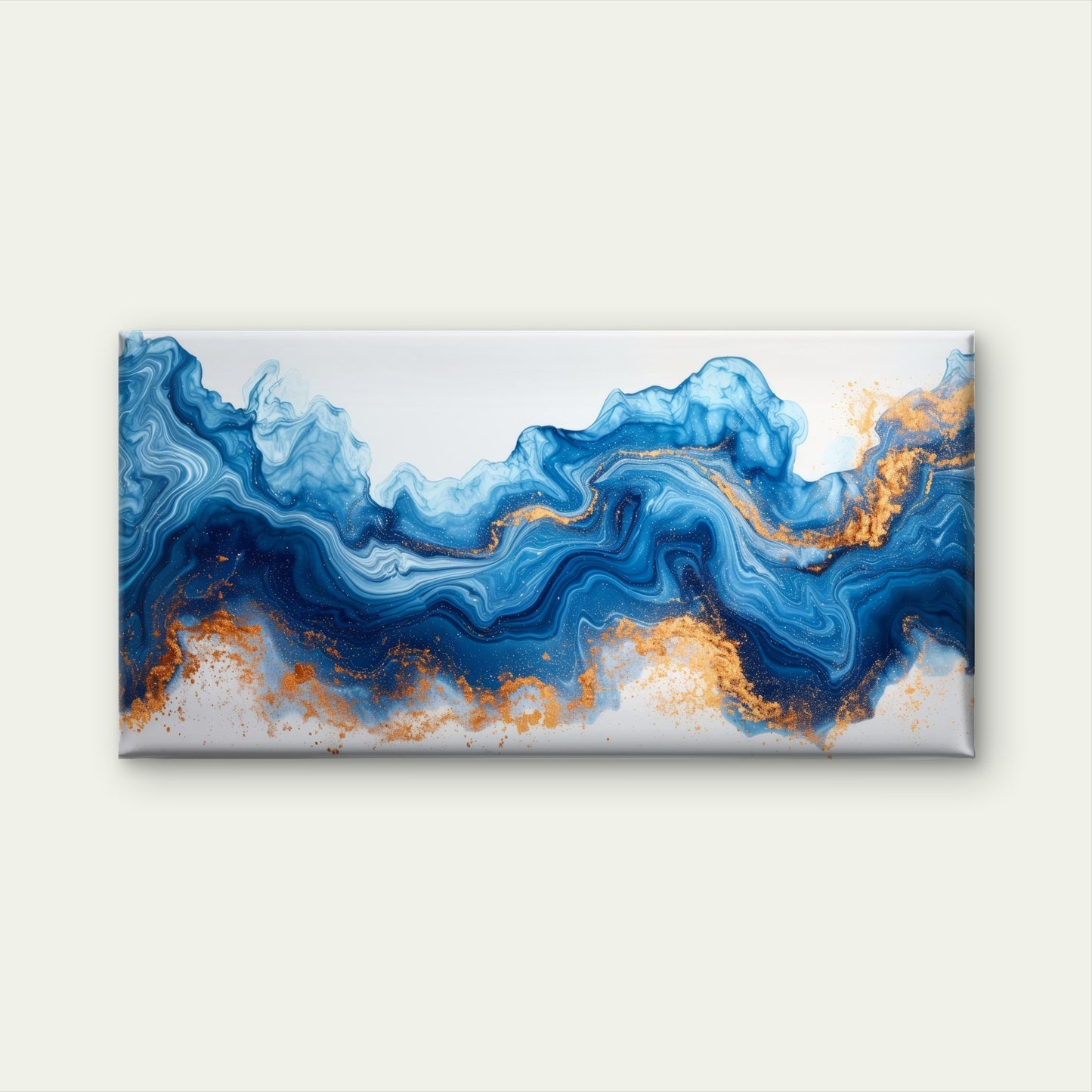 Azure Ocean Gold Shimmer Wall Art Canvas Office Home Room Framed 120x60cm