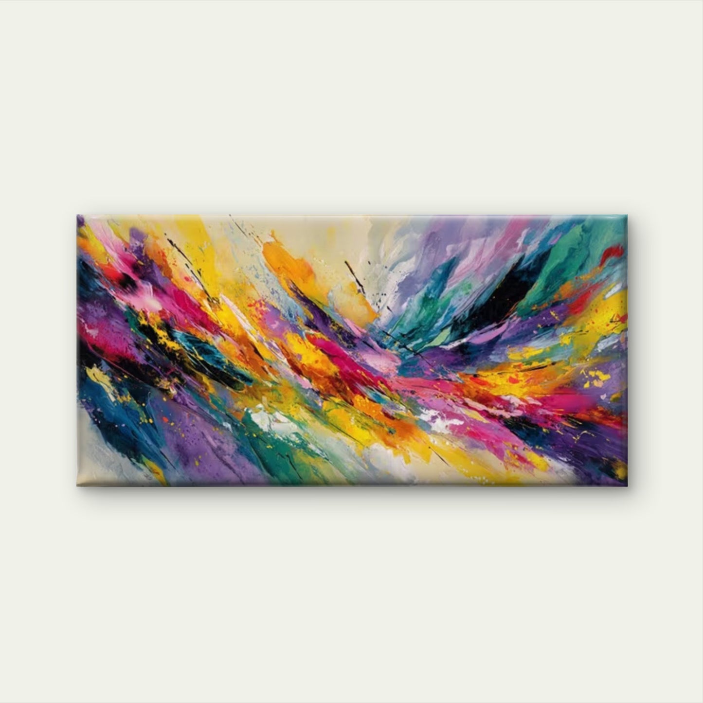 Multicolor Splashy Painting Wall Art Canvas Office Home Room Framed 120x60cm