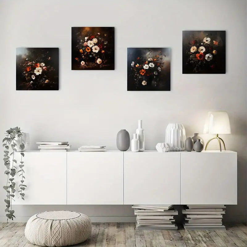 4pcs  Autumn flower Picture Modern Wall Art Canvas Framed