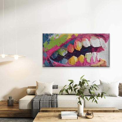 Abstract Lips Colorful Lipstick Wall Art Canvas Office Home Room Framed 120x60cm - Bella Home Decor
