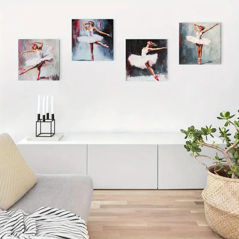4pcs Dance Picture Quality Texture    Wall Art Canvas Framed