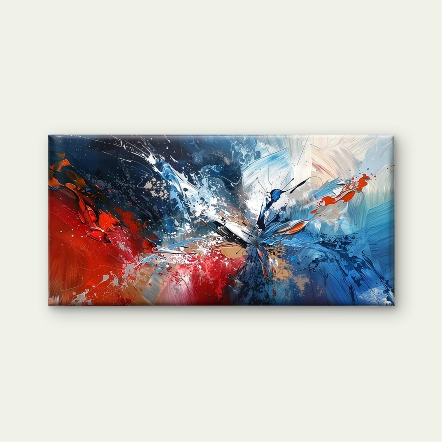 Abstract Vibrant Color Splashes Wall Art Canvas Office Home Room Framed 120x60cm - Bella Home Decor