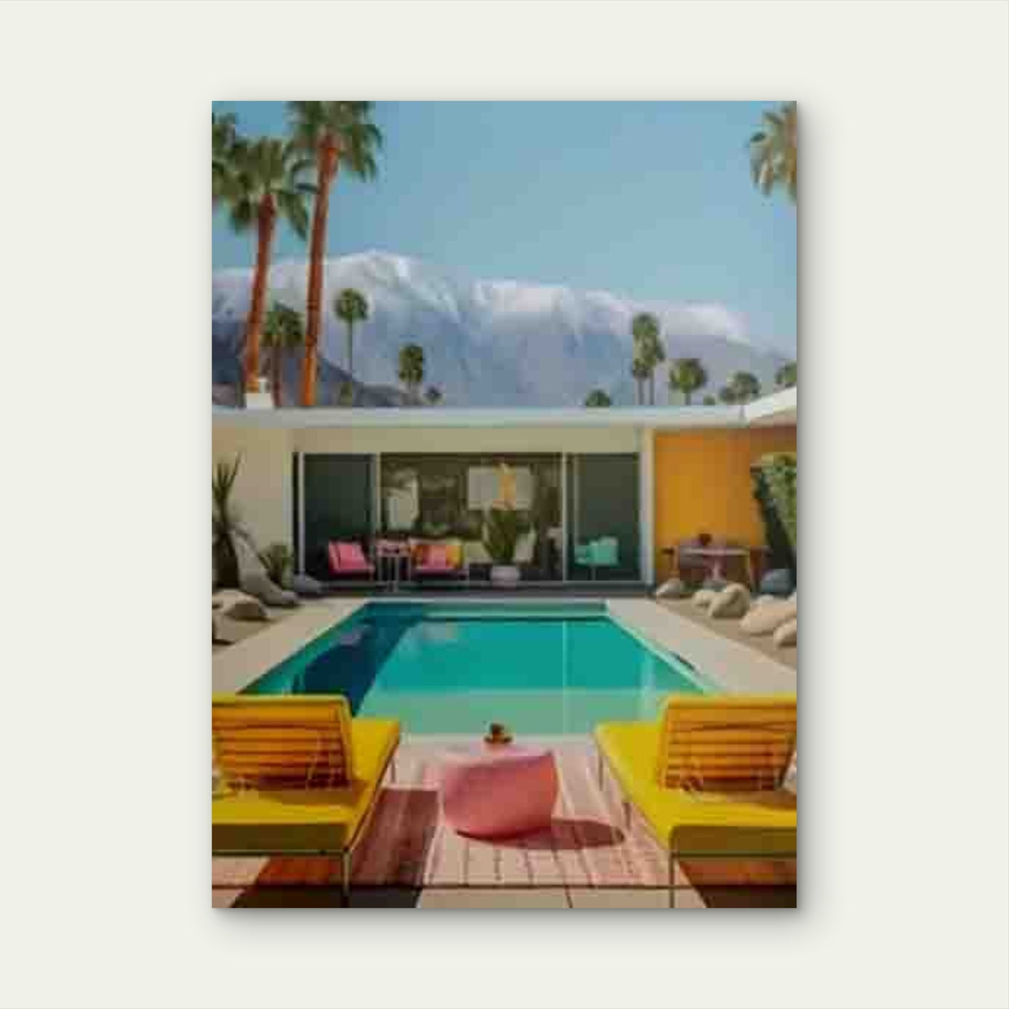 Tropical Palm Tree & Mountain View Metal Print Ready to Hang - Bella Home Decor