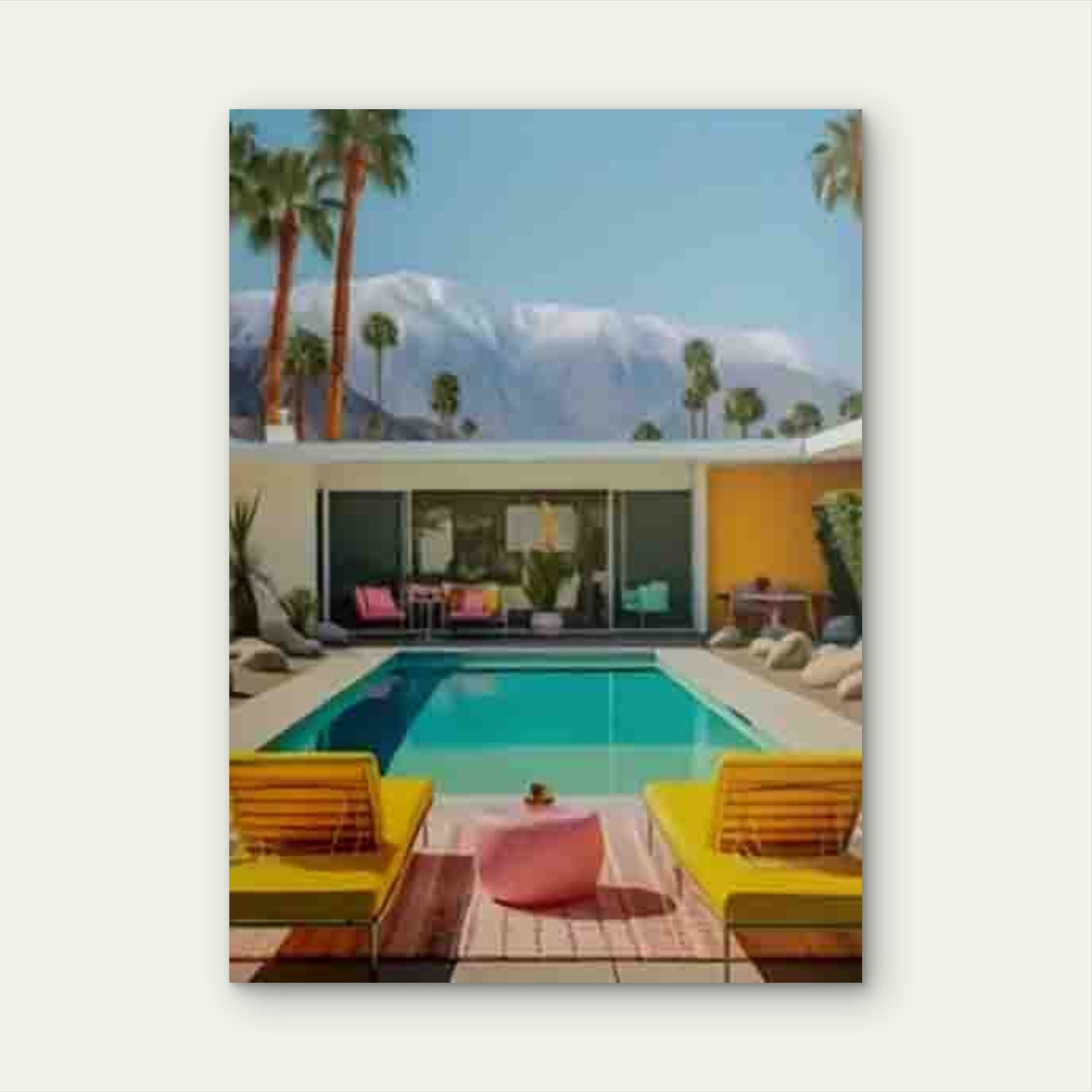 Tropical Palm Tree & Mountain View Metal Print Ready to Hang - Bella Home Decor