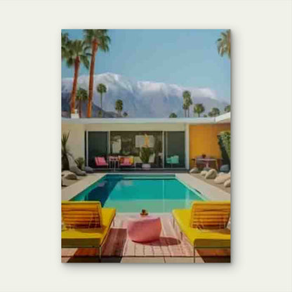 Tropical Palm Tree & Mountain View Metal Print Ready to Hang - Bella Home Decor