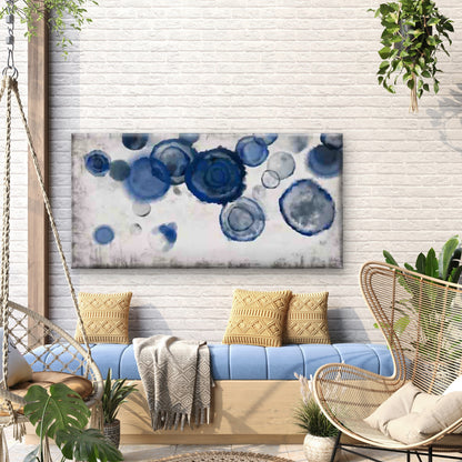 Blue Abstract Ink Circles Wall Art Canvas Office Home Room Framed 120x60cm - Bella Home Decor