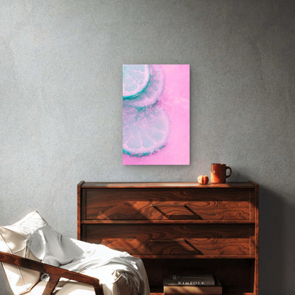 Closeup Frozen Lemon Slice 60x90cm Metal Print Ready to Hang