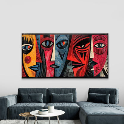 Abstract Face Vibrant Colors Wall Art Canvas Office Home Room Framed 120x60cm