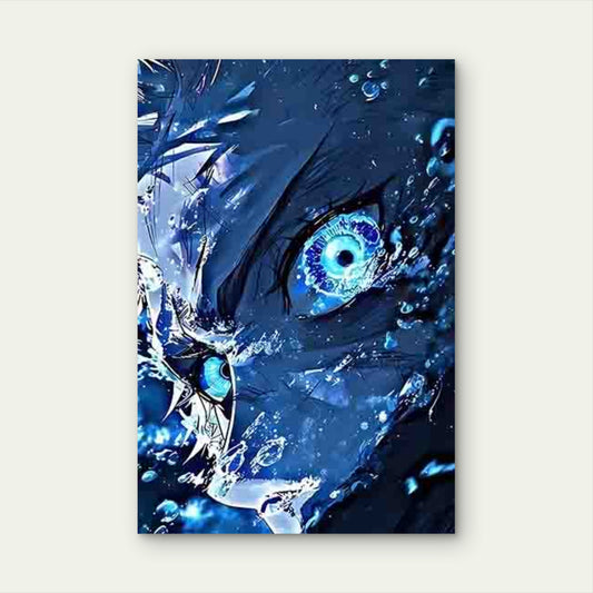 Close-Up Illustration of an Anime Character'S Eyes 60x90cm Metal Print Ready to Hang