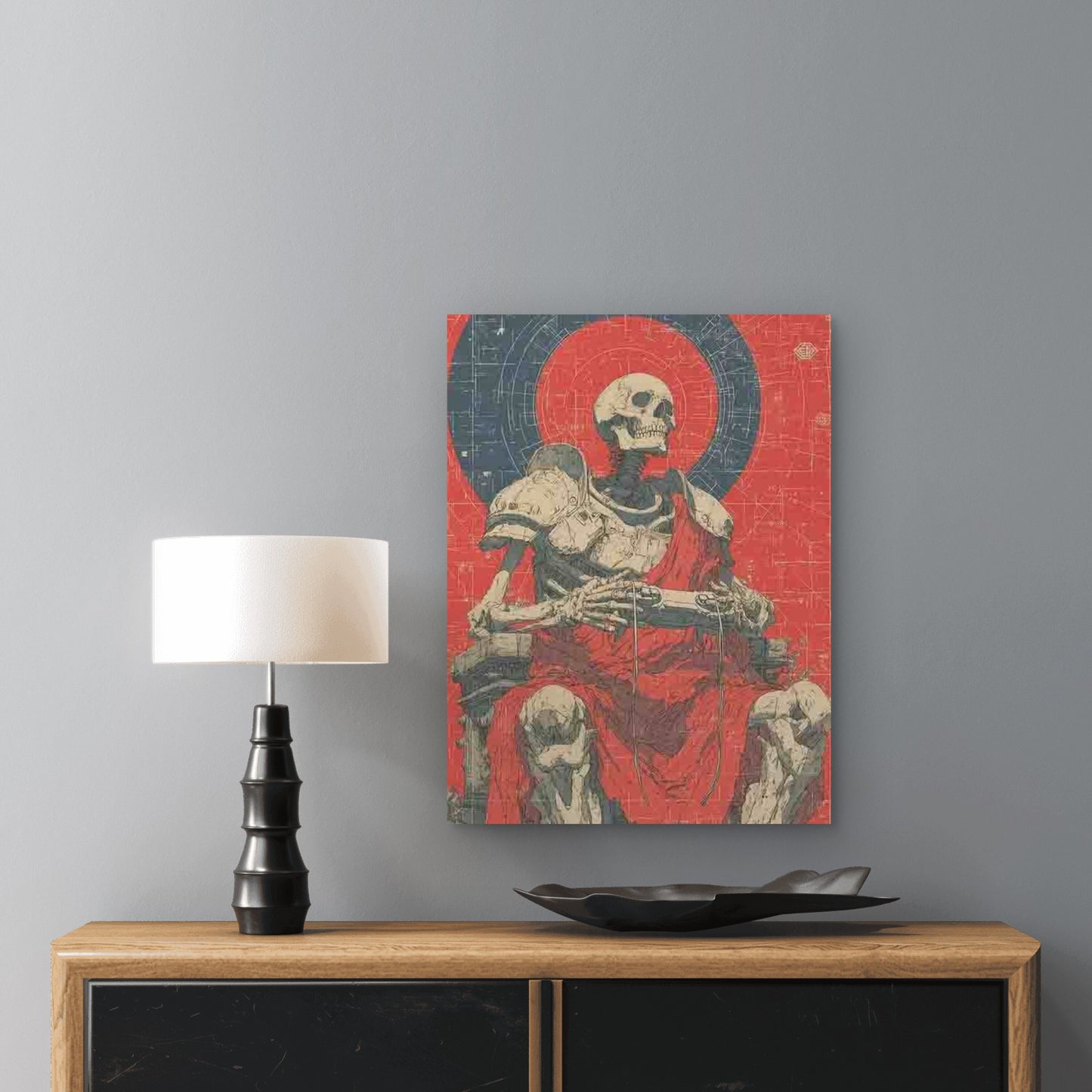 Retro Gamer Skeleton Design 60x90cm Metal Print Ready to Hang