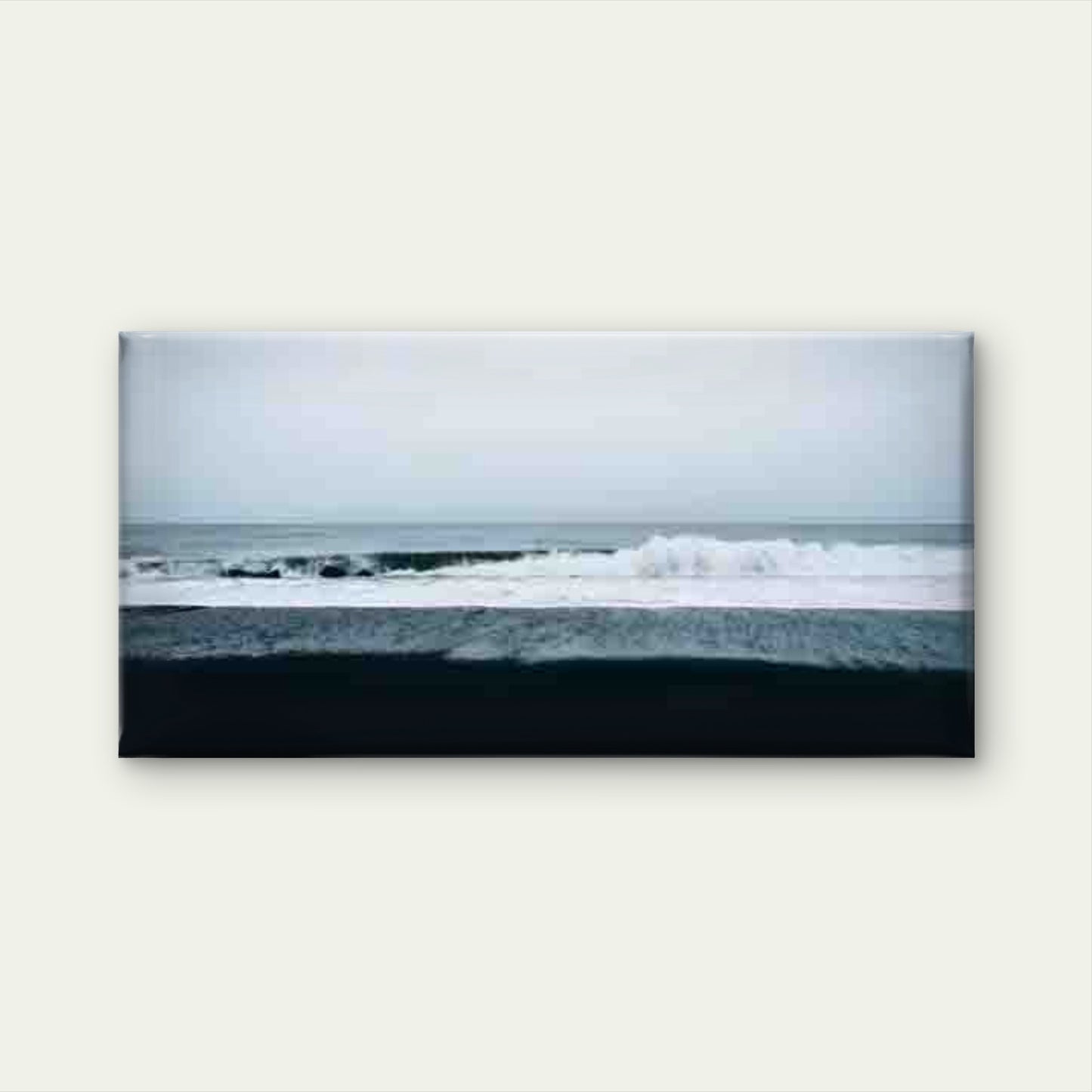 Ocean Waves And a Black Sand Wall Art Canvas Office Home Room Framed 120x60cm - Bella Home Decor