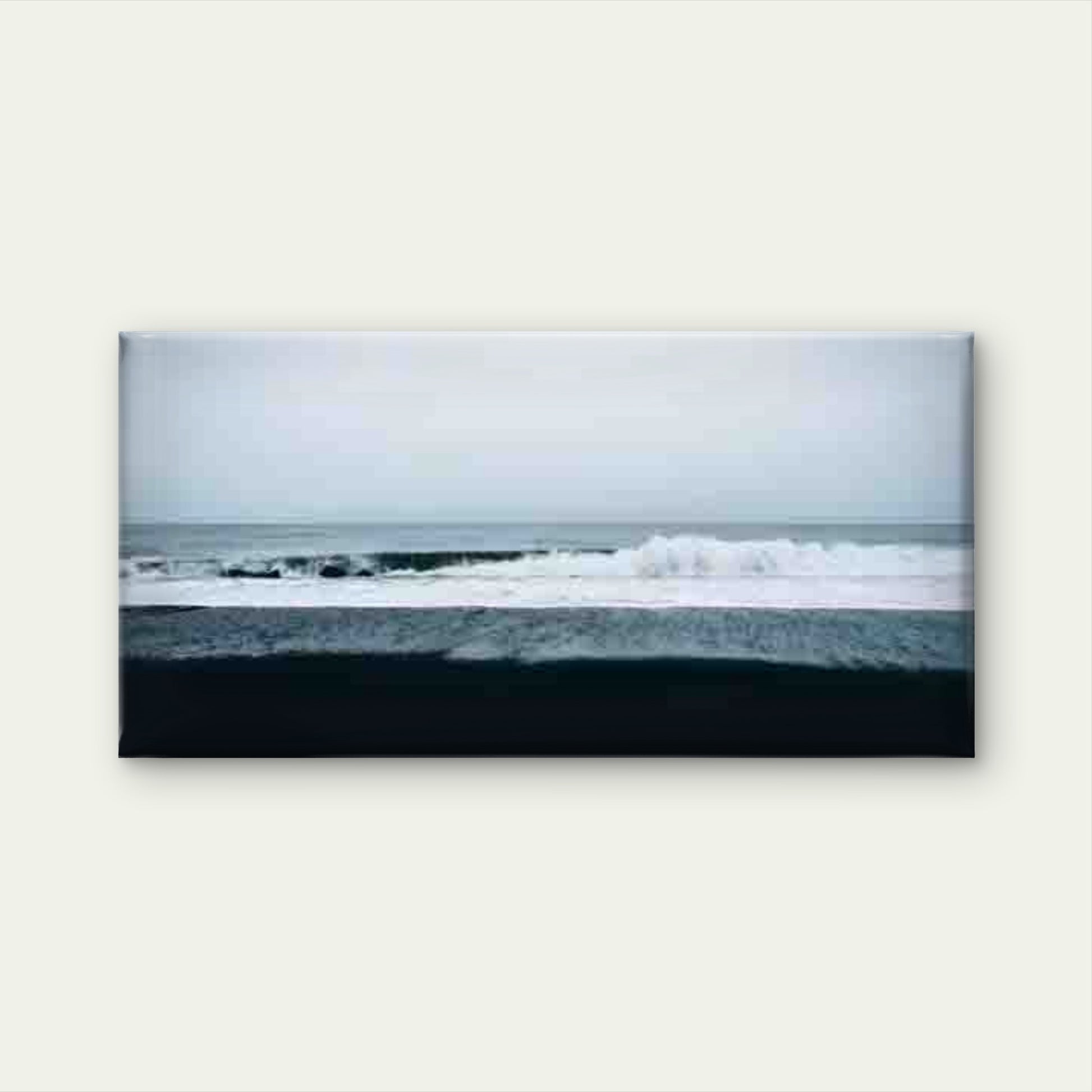 Ocean Waves And a Black Sand Wall Art Canvas Office Home Room Framed 120x60cm - Bella Home Decor