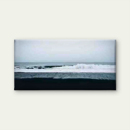 Ocean Waves And a Black Sand Wall Art Canvas Office Home Room Framed 120x60cm - Bella Home Decor