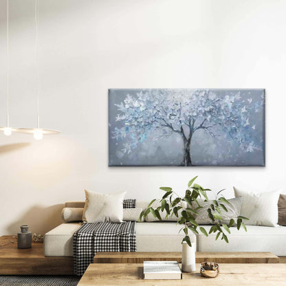 Blue And White Fantasy Tree Wall Art Canvas Office Home Room Framed 120x60cm - Bella Home Decor