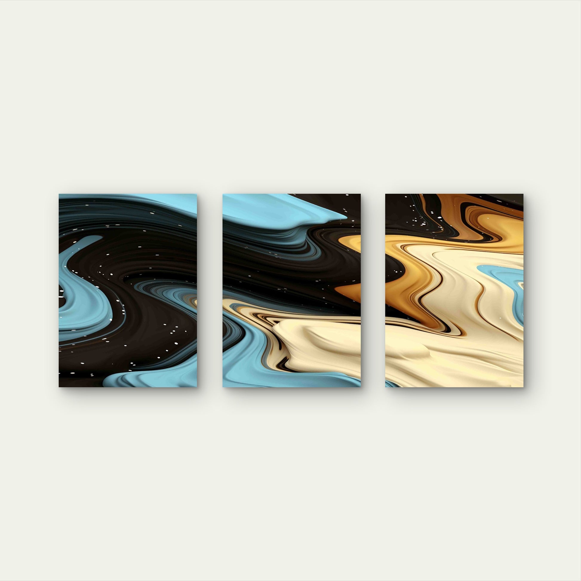 3pcs Abstract Ink Art Background Pattern Metal Print Ready to Hang Art - Bella Home Decor