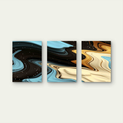3pcs Abstract Ink Art Background Pattern Metal Print Ready to Hang Art - Bella Home Decor