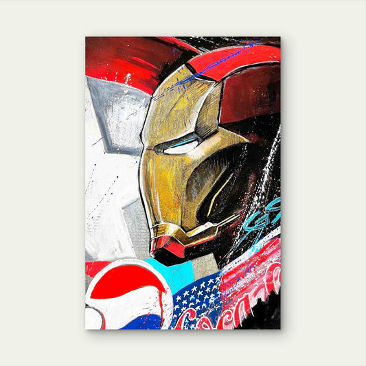 Fiery Crimson Red Cosmic Character 40x60cm Metal Print Ready to Hang
