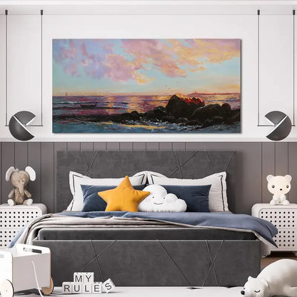 Coastal Ocean Colorful Abstract Beach Wall Art canvas office home room framed 120x60cm