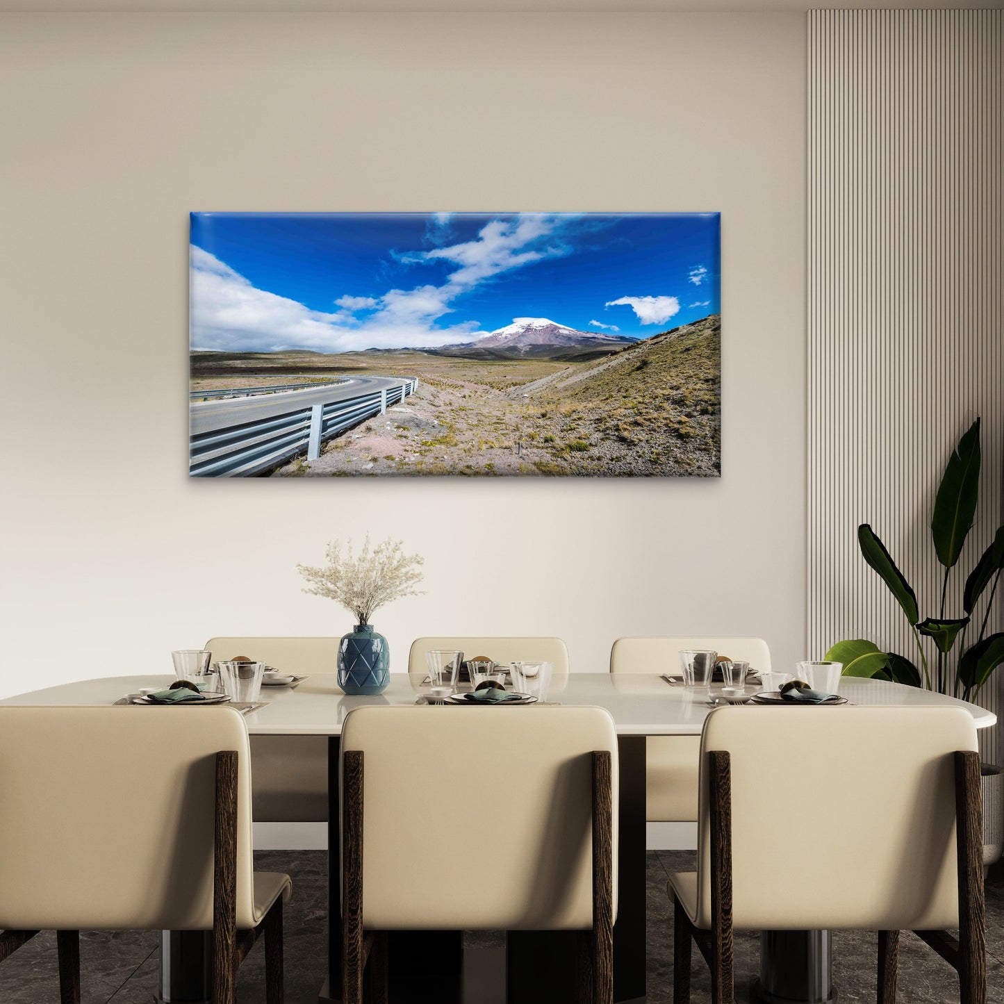Highway Near Chimborazo Volcano Wall Art Canvas Office Home Room Framed 120x60cm