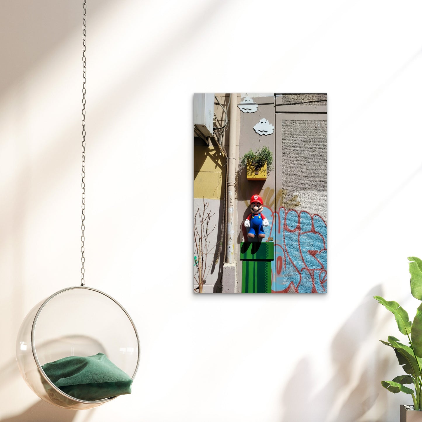 Super Mario Themed Street Art Installation 40x60cm Metal Print Ready to Hang