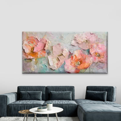 Abstract Floral Pink Peach TulipWall Art Canvas Office Home Room Framed 120x60cm