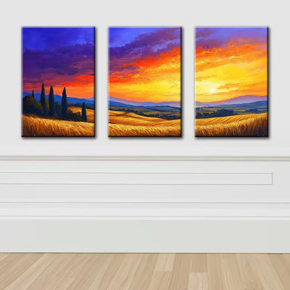 3pcs Vibrant Sunset Landscape Wall Art Set Canvas Framed 40x60cm - High Quality Print 100% Australian Made Wall Canvas Ready to Hang