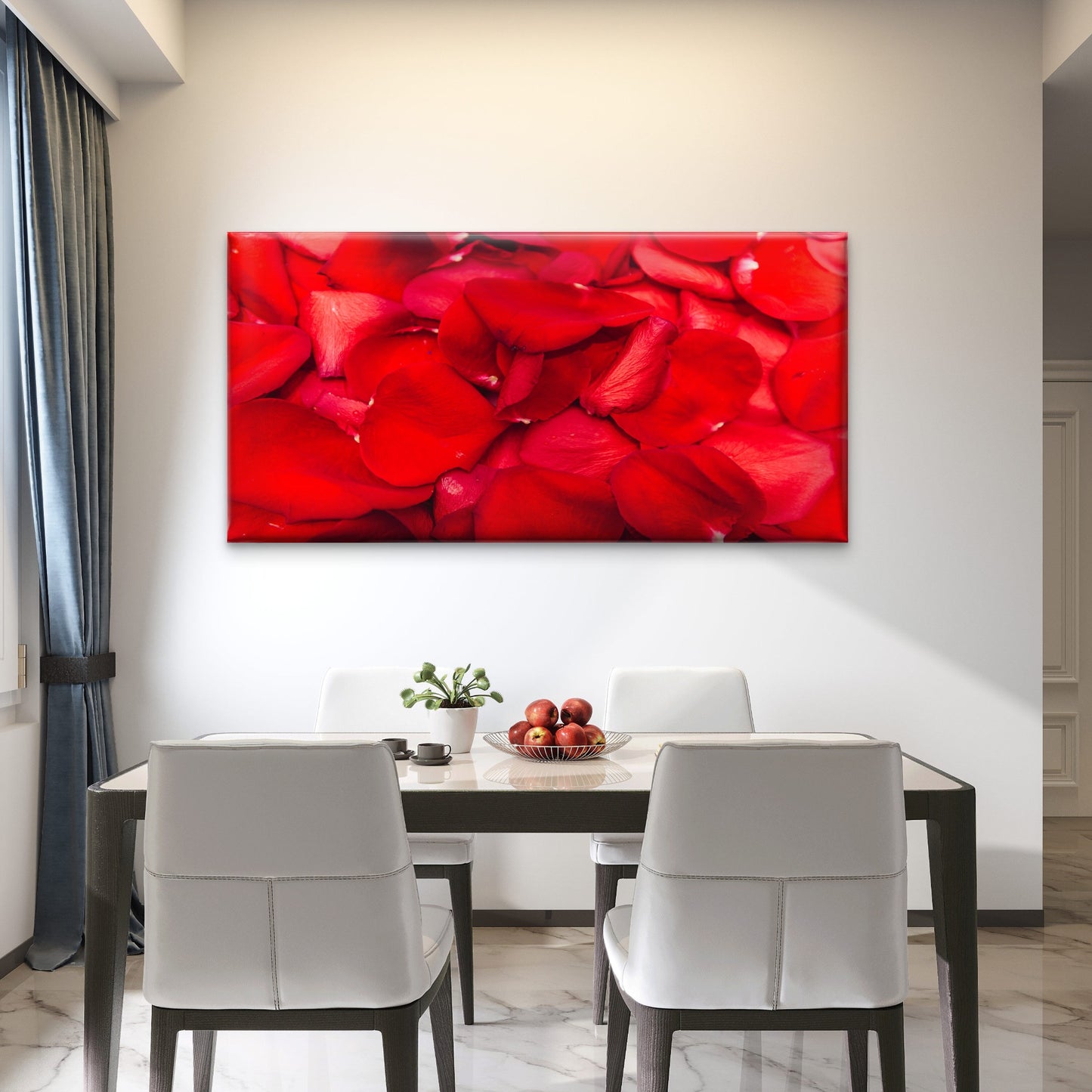 Scarlet Rose Petals Delight Wall Art Canvas Office Home Room Framed 120x60cm