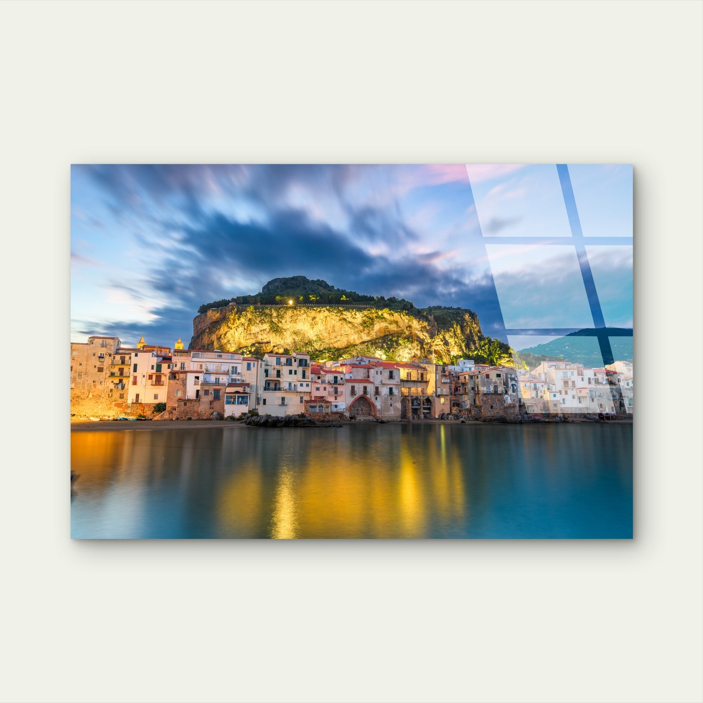 Cefalu Sicily Italy Dusk Wave Acrylic Glass Printing Wall Art Australian Made Quality