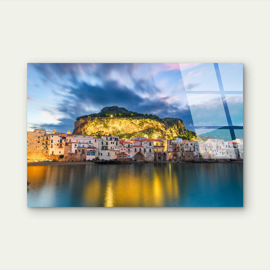 Cefalu Sicily Italy Dusk Wave Acrylic Glass Printing Wall Art Australian Made Quality