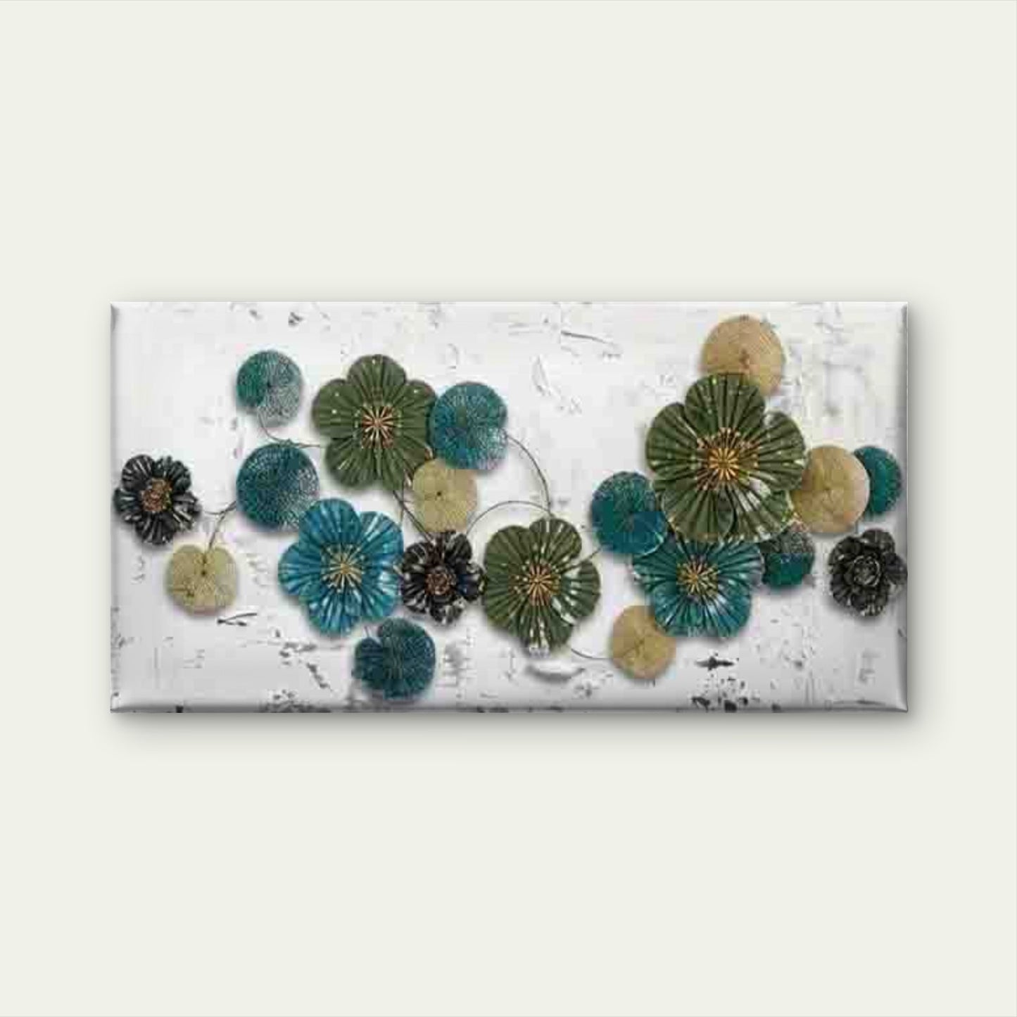 Abstract Flowers on White Back Wall Art Canvas Office Home Room Framed 120x60cm - Bella Home Decor