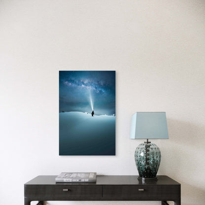 Winner Silhouette On Night Sky Background Metal Print Ready to Hang