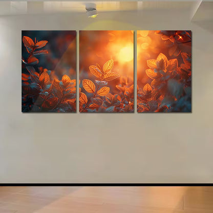 3pcs Vibrant Moonlit Plant & Flower Design Wall Art Set Canvas Framed 40x60cm - High Quality Print 100% Australian Made Wall Canvas Ready to Hang