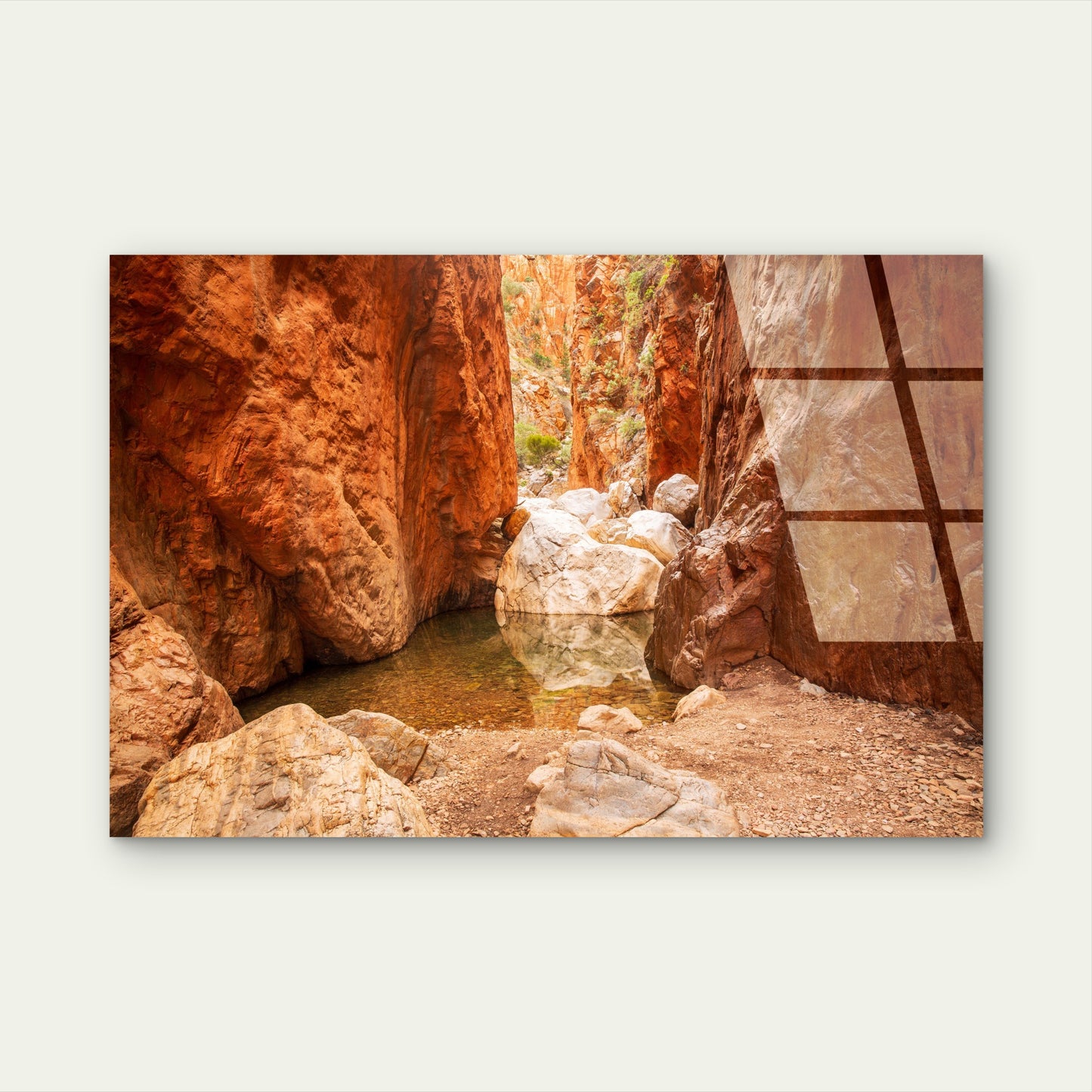 Standley Chasm Outback Canyon Oasis  Acrylic Glass Printing Wall Art Australian Made Quality